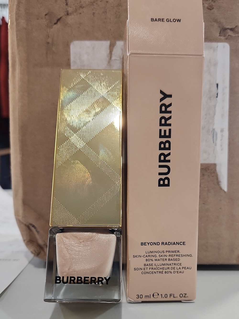 Burberry Bare Glow Primer — Champagne Gold & Nude
